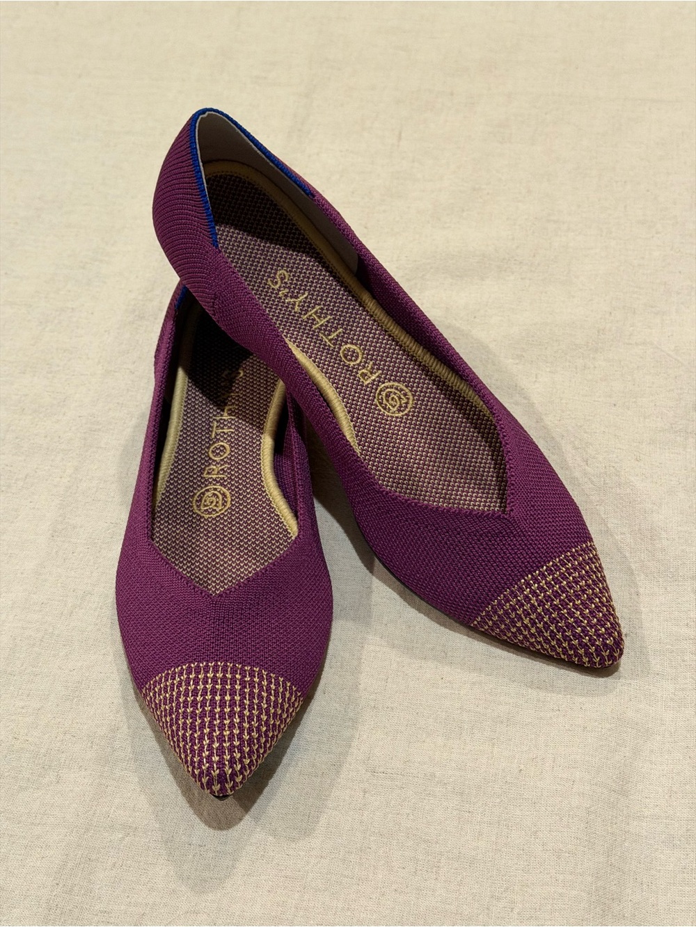 Rothy's The Point Flat Mulberry Purple Gold Retired Size 8